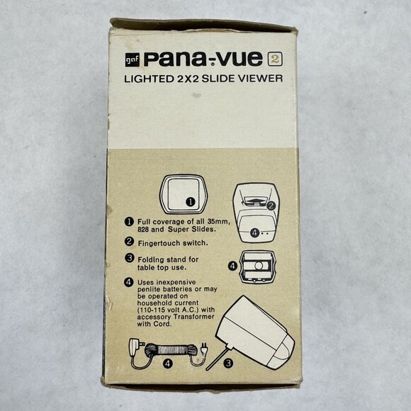 GAF Pana-Vue 2 Lighted 2X2 Slide Viewer For 35mm 828 Bantam Super Slides Working - Picture 9 of 16